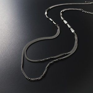 40" Lia Sophia Matte Silver Tone Two Layer Multi Strand Rhinestone Necklace